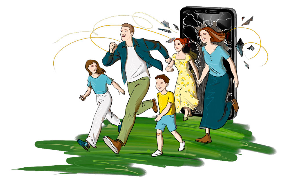 Scherm uit, gezin aan